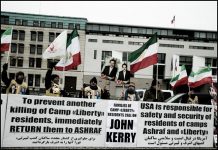Besuch von John Kerry in Berlin- Versammlung vor der amerikanischen Botschaft