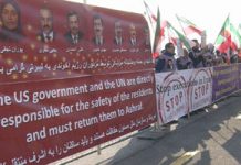Iranische Proteste vor dem UN Gebäude in Genf gehen in das dritte Jahr