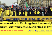 Demo in Paris gegen Menschenrechtsverletzungen und die Umwelt-Zerstörung im Iran