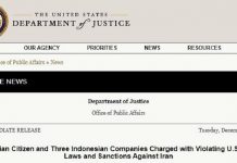 Indonesische Firmen wegen Umgehung von Sanktionen gegen das iranische Regime von den USA angeklagt