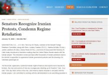 US- Senatoren bezeugen den Protesten im Iran Respekt und verabscheuen die brutale Vergeltung des Regimes