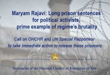 Maryam Rajavi: Lange Haftstrafen für politisch Engagierte, Paradebeispiel für die Brutalität des Regimes