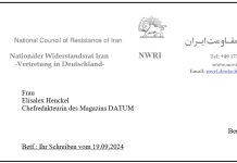 Brief der NWRI-Deutschlandvertretung an die Zeitschrift DATUM: Geben Sie Verleumdungen keinen Raum!