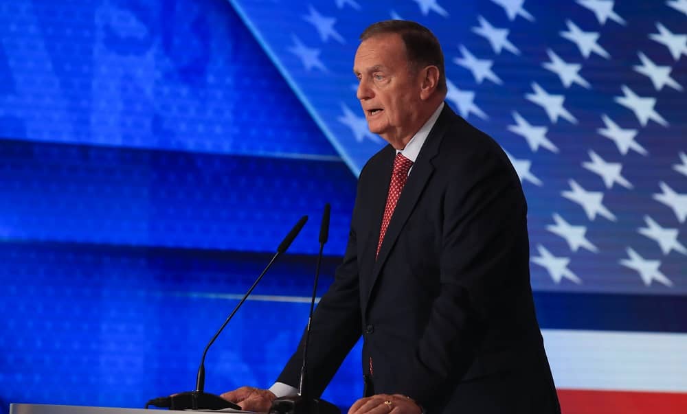 FILE PHOTO: General James Jones, former US National Security Advisor conducting a speech at the Free Iran Rally
