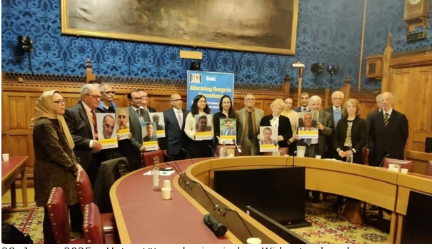 28. Januar 2025 – Unterstützer des iranischen Widerstands nahmen zusammen mit britischen Abgeordneten an einer Konferenz im britischen Parlament teil.